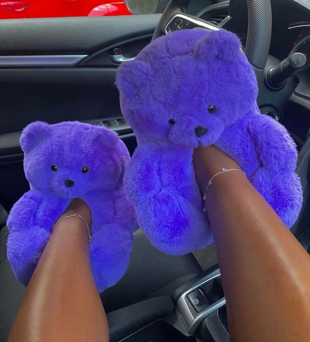Luxury Summer Indoor Outdoor Fuzzy Ladies Fur Slides children adult bear Slippers Women