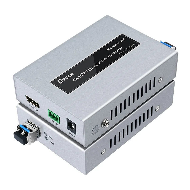 
DTECH High quality RS232 Cascading transmission HDMI Fiber Extender 20km 