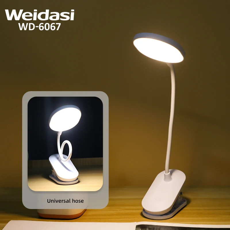Weidasi Gooseneck hose Led  Desk Lamp Adjustable Swing Arm Clamp Tablelamp Rechargeable Folding Table Lamp For Nail Salon