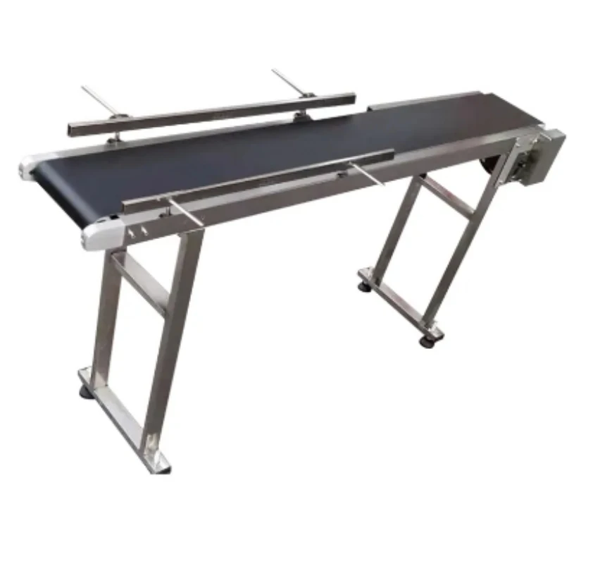 Date Code Inkjet Printer Industry production line adjustable Speed Rubber PVC Portable Conveyor Belt with Double guardrail