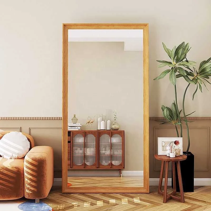 French Retro Full-Body Dressing Mirror Floor-Standing Glass Mirror for Bedroom & Living Room Use Wall Fitting