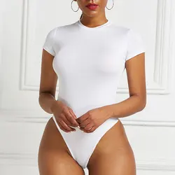 Новый Простой Модный женский eBay Amazon новый сексуальный однотонный боди с коротким рукавом