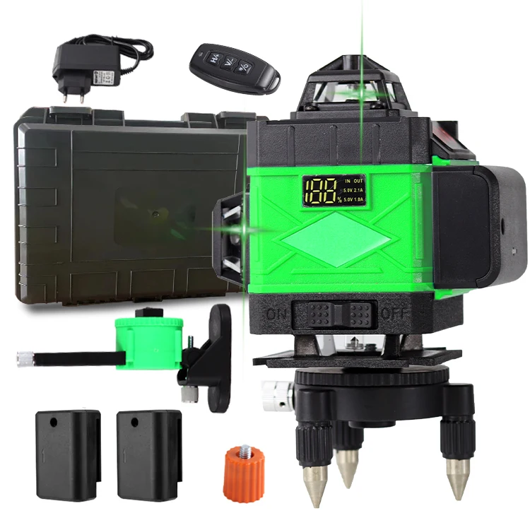 16 Lines 360 Laser Level Self-Leveling Wireless Remote 3D Horizontal And Vertical Poweiful Cross Green Beam With Tripod
