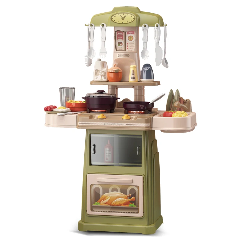 Cooking Pretend Play Toy Kitchen Toy Set for Kids 44pcs Play House for Girls with Light and Sound