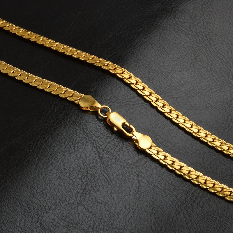 Wholesale Gold Color Necklace 18K Gold Custom Necklace 20Inch Men Women Stamped Logo Chain Brass Necklace