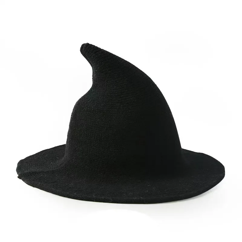 Wool wizard hat popular style Halloween witch hat cross-border all-match big brim knitted personality all-match wizard Hats