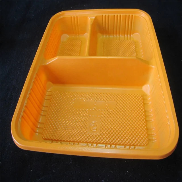 Disposable Divided Food Plate 5 Compartment Lunch Plastic Tray with Lid
