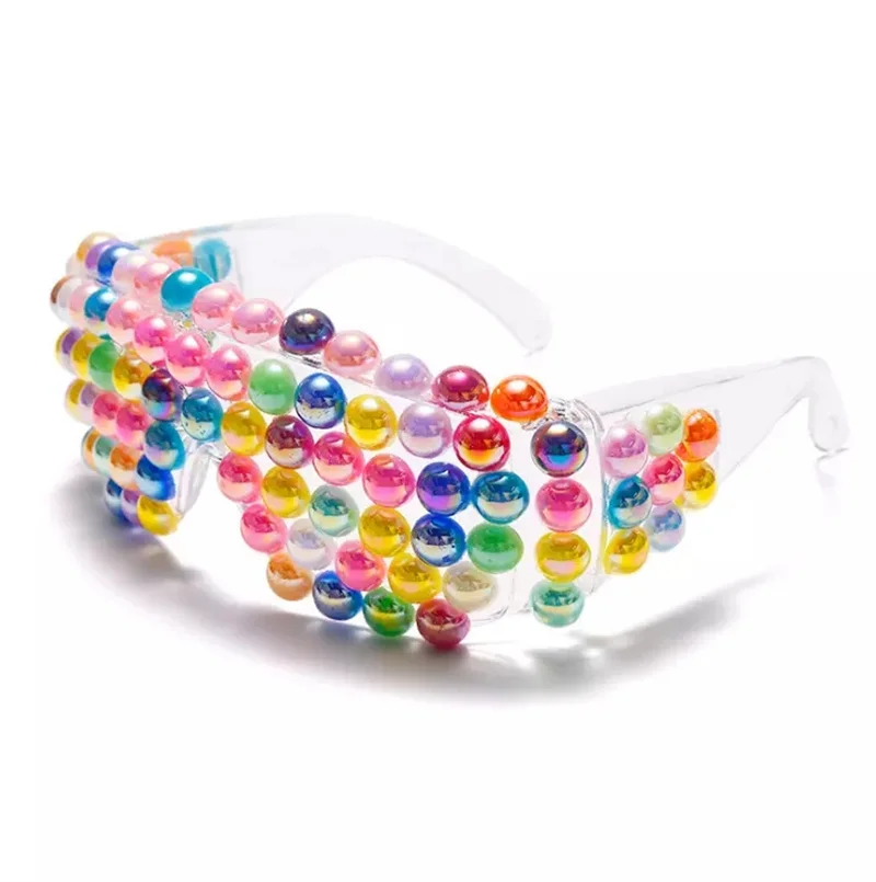 New Colorful Beautiful Party Vintage Handmade Rhinestone Pearl Sunglasses