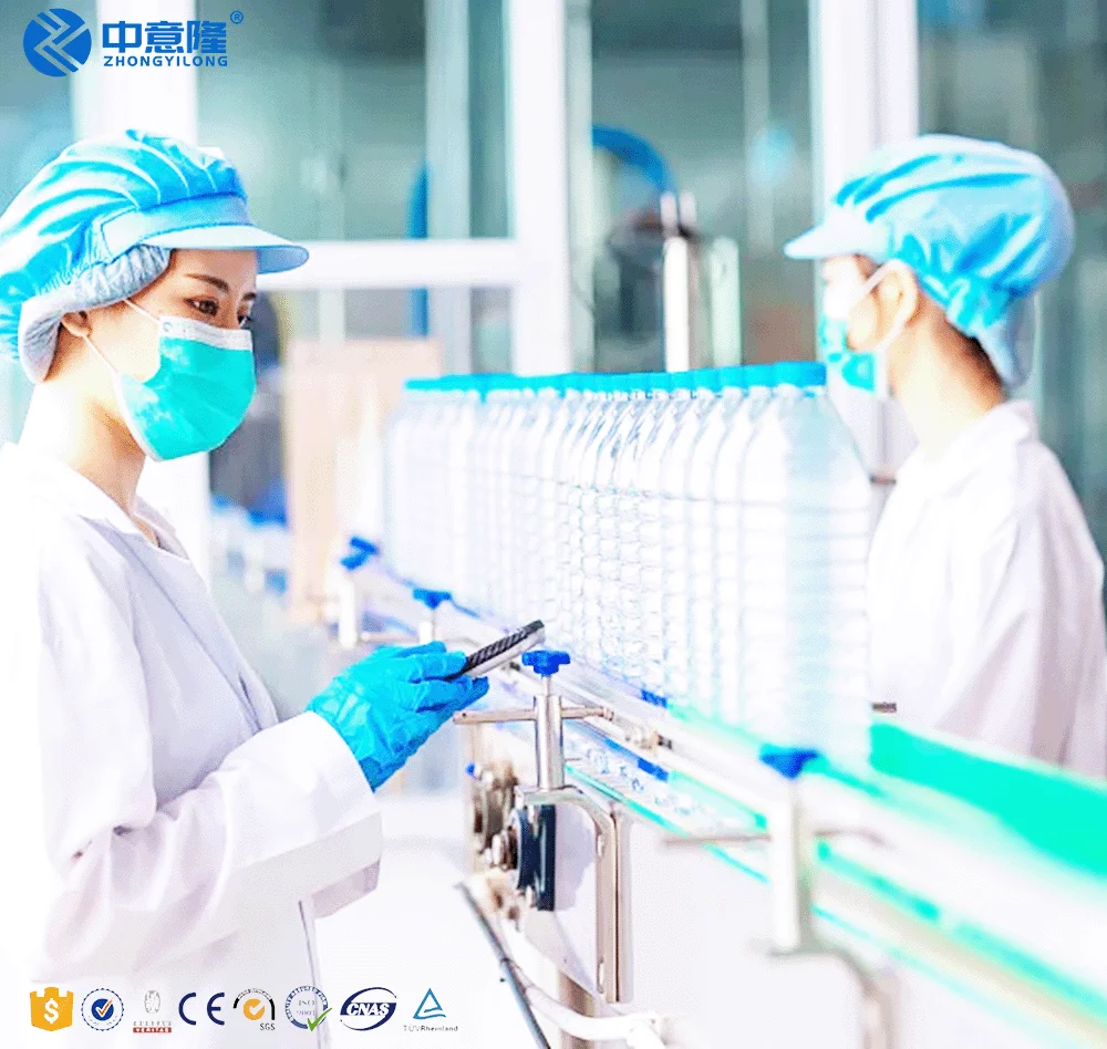 drinking water production line mineral water automatic cleaning washing filling sealing and packing machine