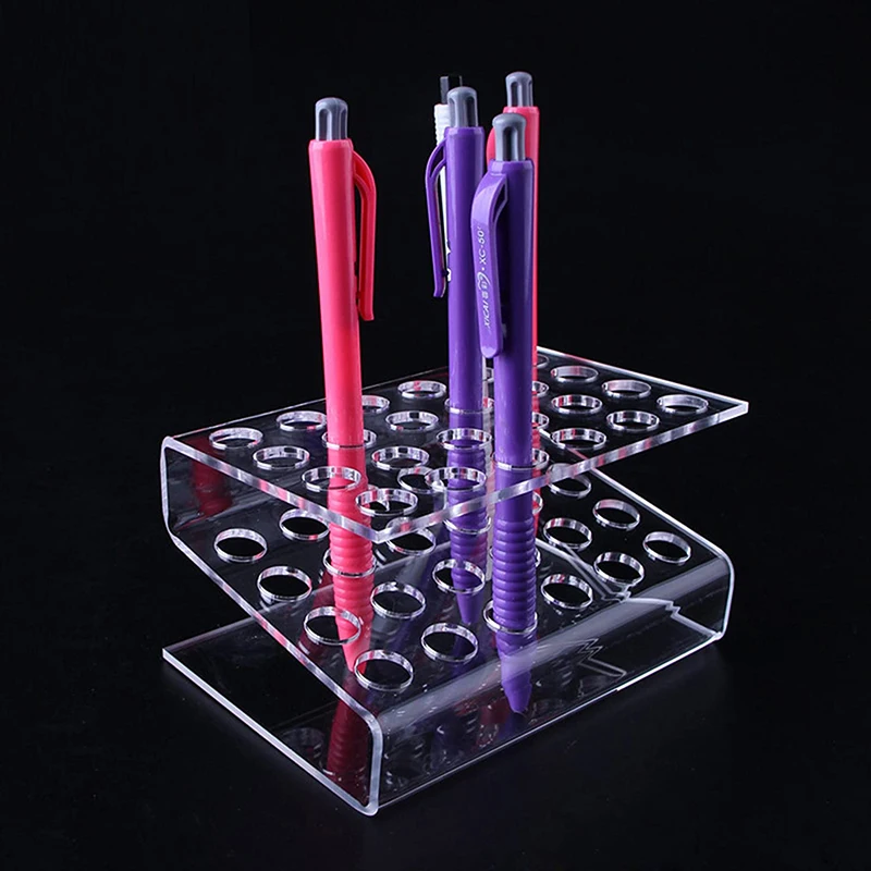 Clear Acrylic Paint Brush Holder Organizer 24-Slots Eyebrow Pencil Makeup Cosmetic Brush Desk Stand Display