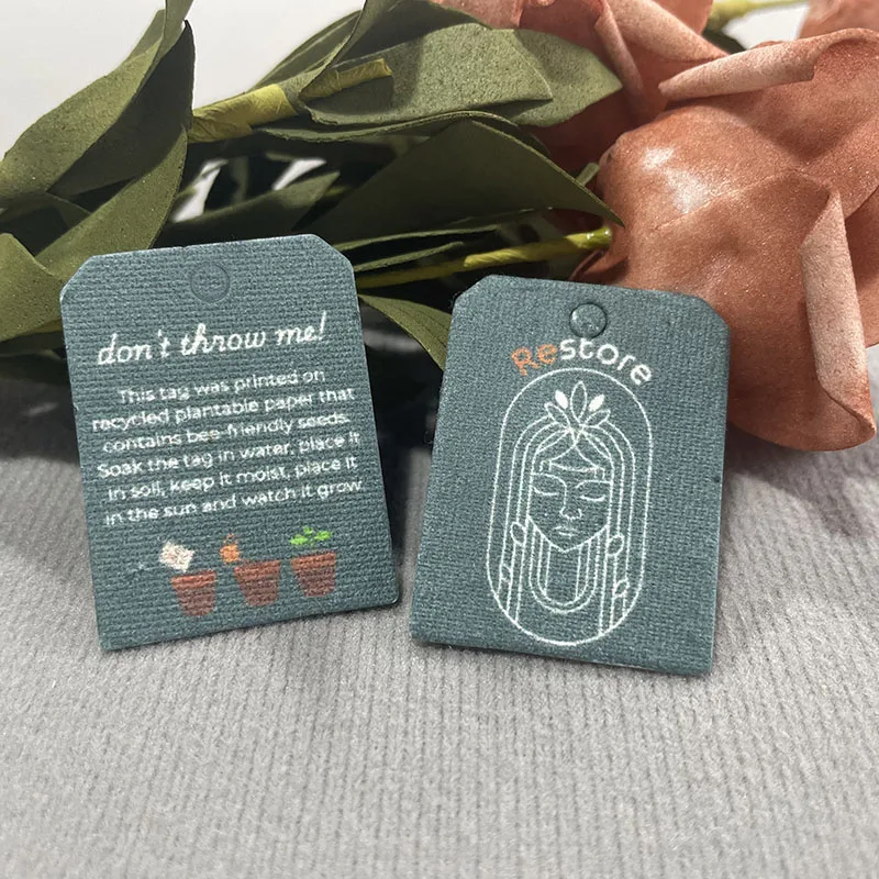 Wholesale Handmade Seeds Paper Cards Customized Logo Printing Eco-friendly Planting Biodegradable Paper Cards Hanging Tags