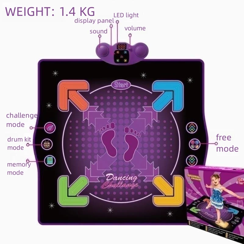 High Quality Factory Sell Purple Bloothtooth LED Display Body Slimming Pump It Up Dance Pad Fitness Square Dancing Pads