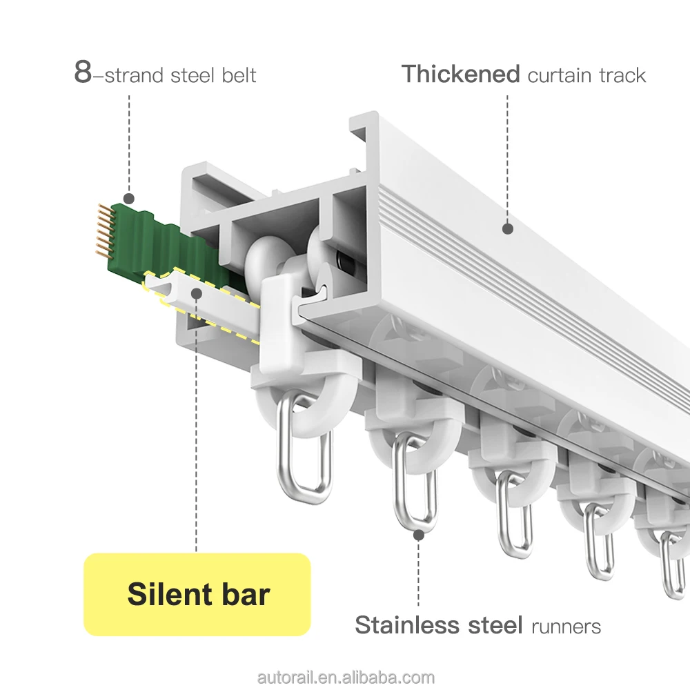 Smart Home Automated Curtain Track Motorized Silent Curtain Track System with WiFi Motor