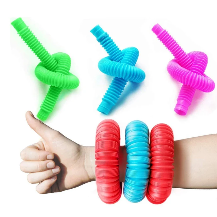Wholesale colorful DIY building plastic fidget sensory tools pop tubes pipe sensory toys