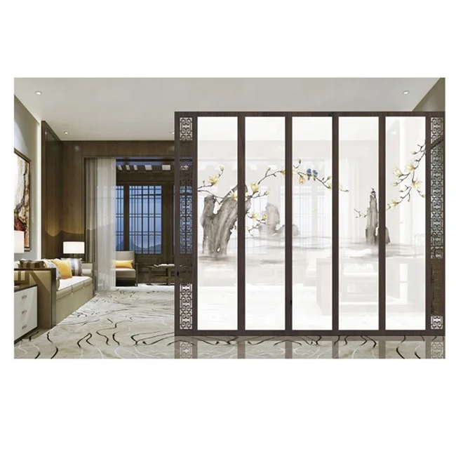 
Bamboo landscape painting Chinese screen porch double sided embroidery room dividers 