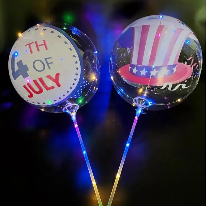 Helium Stuffing New Year Christmas Wedding Party Bubble Balloons Round Confetti Feather LED Light Up Bobo Balloons with Print