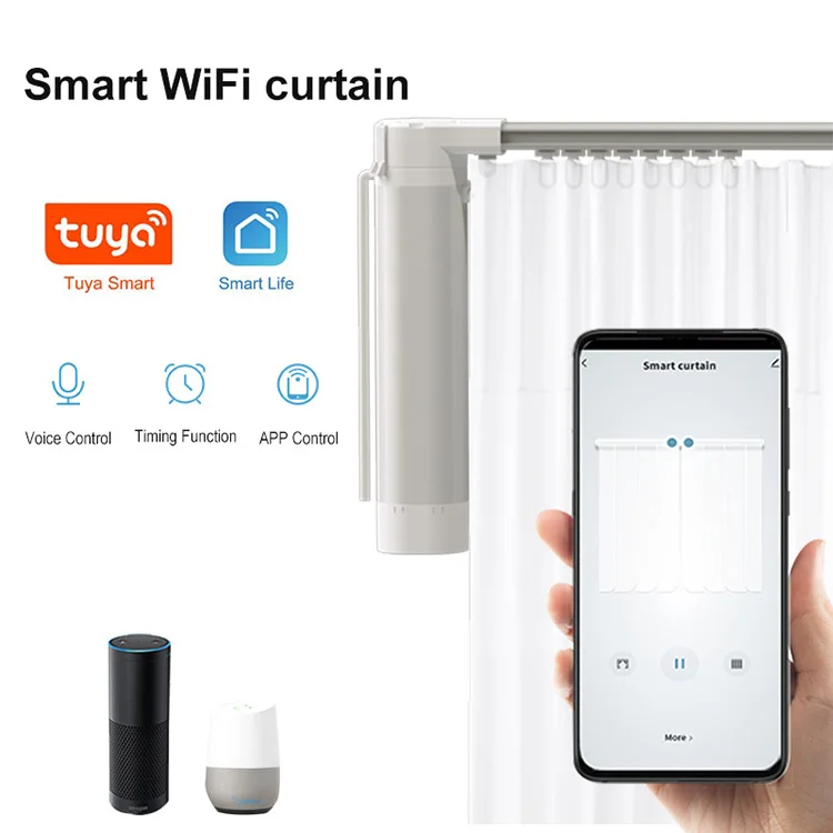 Tuya Smart Electric Curtain Motor Voice Control Wireless Automatic Curtain Opener Home Automation Smart Curtains Motor