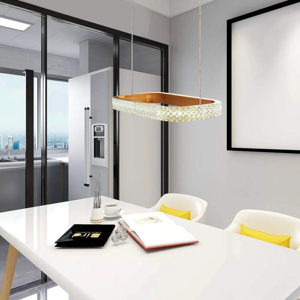 Rectangular Modern Chandelier Led Crystal Pendent Light Pendant Lighting