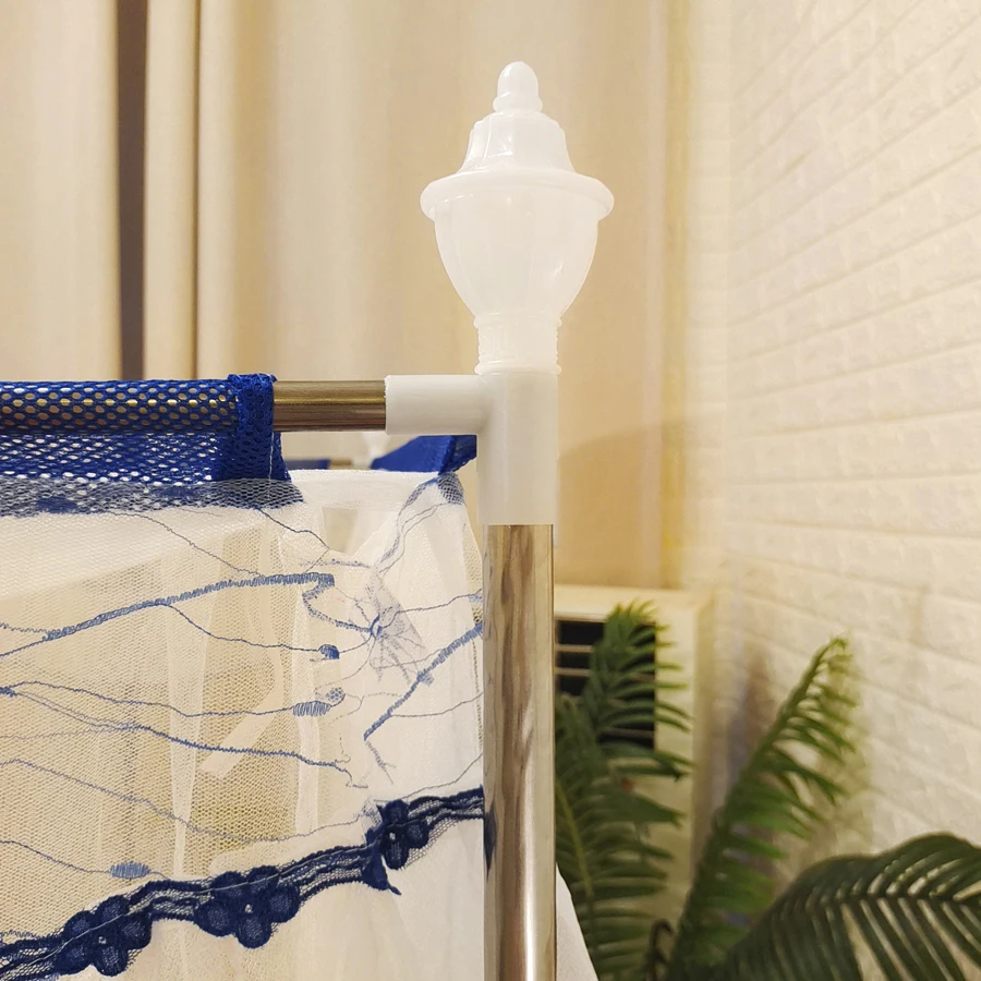 Blue Classic Double Rectangular Tent Mosquito Net with Metal Stands Foldable for Outdoor Camping Travel Home Door Use King Size