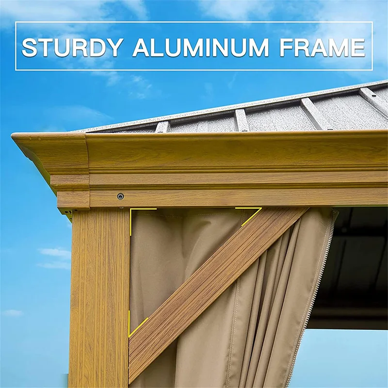 Cedar Wood Gazebo With Metal Roof Wood Gazebo Outdoor Luxury Pavilion Pergola Gazebo Double Roof