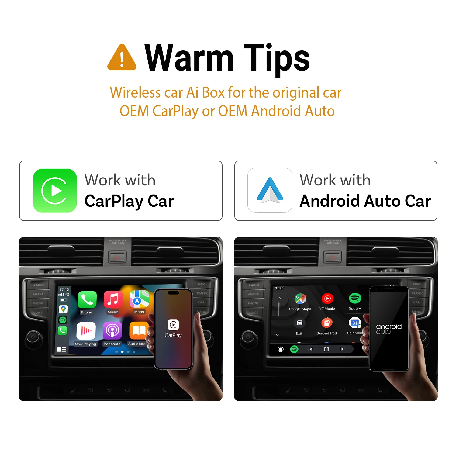 HOT Customized wired Carplay to wireless Android Auto Carplay Android Auto Adapter for Car Media Mini USB Dongle Navigate Map