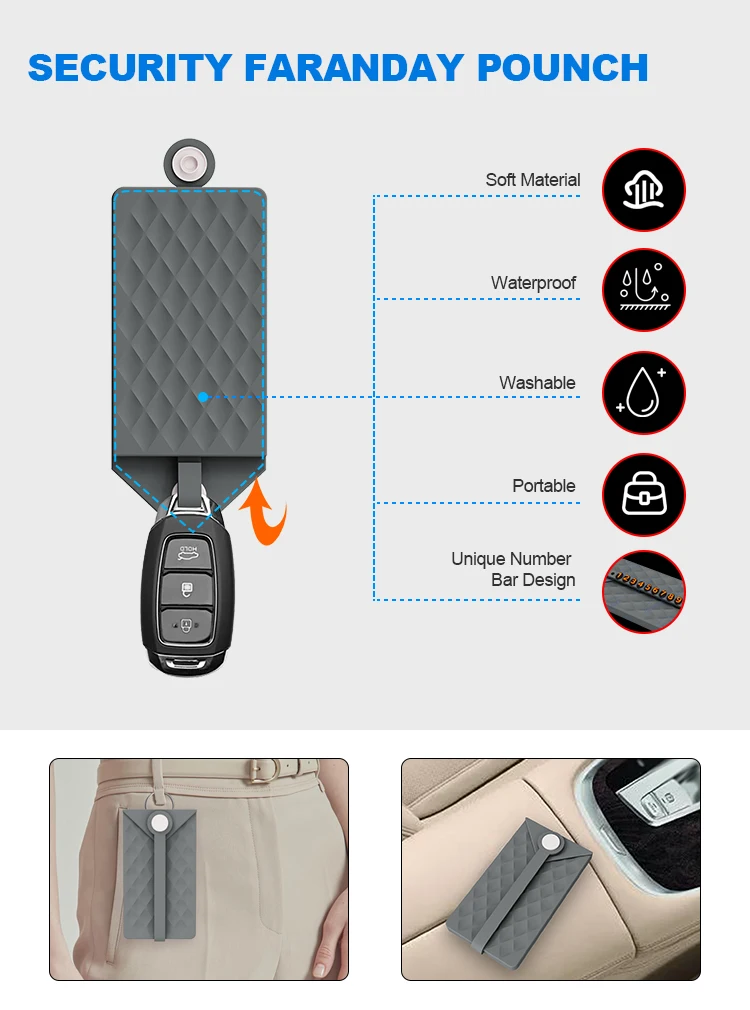 Signal-blocker  Silicone Car Key Case Cover Modern Keychain Keys Bag Holder Styling Accessories