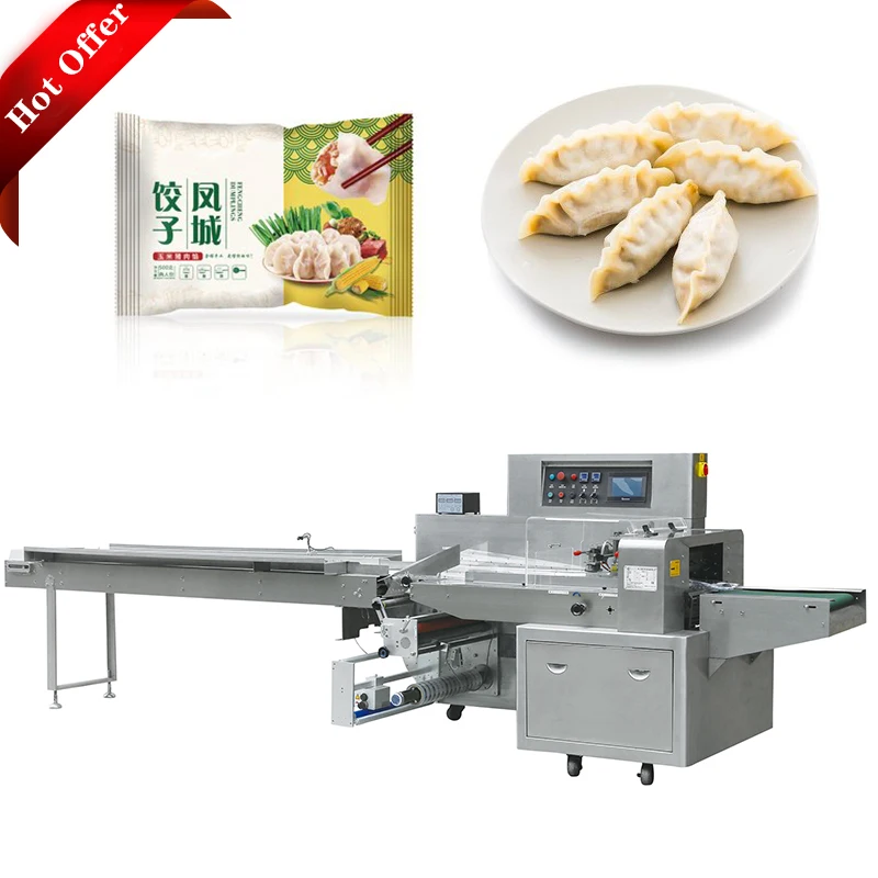 Automatic horizontal frozen food dumpling sausage fish shrimp chicken meat packing machine