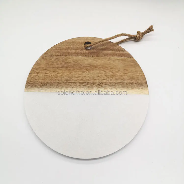 
China Factory High-Quality Wholesale Marble and Wood Cutting Board with Hanging Rope 