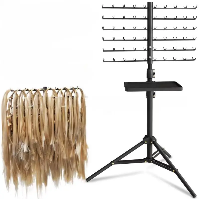 Salon Tray Hair Extension Holder Hanger 2-side Metal Braiding Rack Stand for with