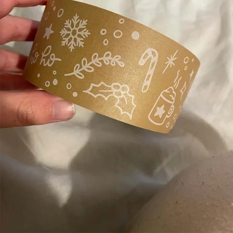 Упаковочная лента с логотипом на заказ активированная водой усиленная из крафт-бумаги клейкая упаковочная