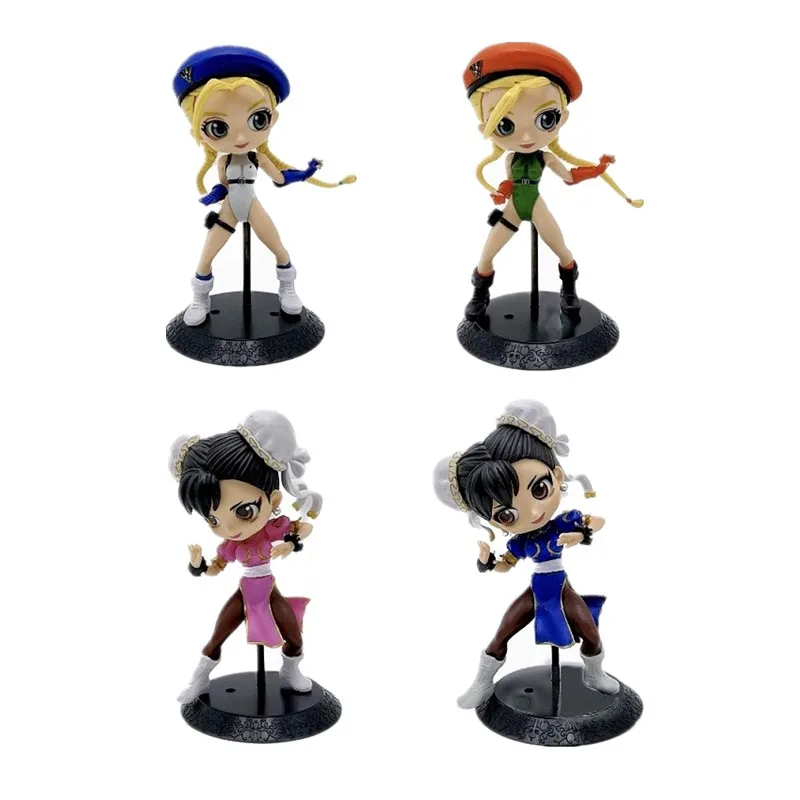 4PCS/SET Street Fighter Figure Cammy White Chun Li Sexy Girl Anime PVC Figura Statue Model Doll Collectible Toys