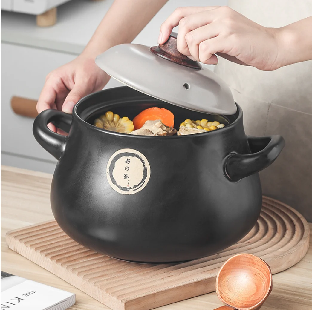 hot selling big Ceramic pot open fire casserole Japanese open fire can dry burning household soup stew pot stone  casserole