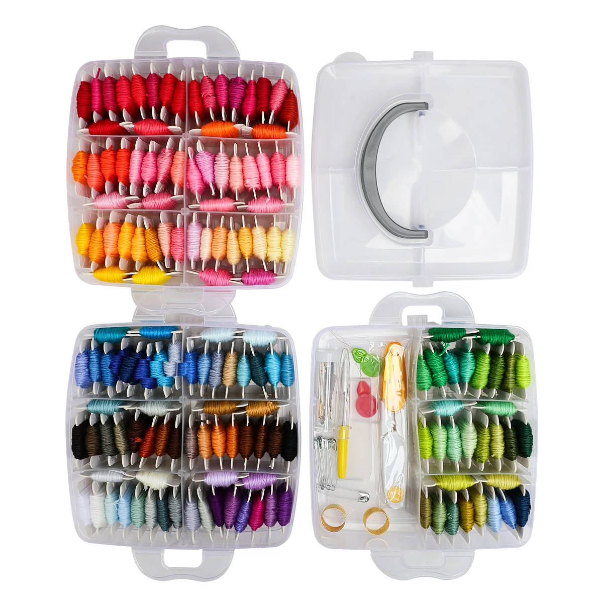 Three-layer plastic knitted storage box portable sewing kit box multi Compartment sewing organizer box DIY Hand Sewing Hotels