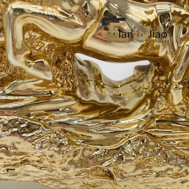 Gold Plated Resin Art Eight Steeds Sculpture Statue Home Office Decoration Craft Custom Horse