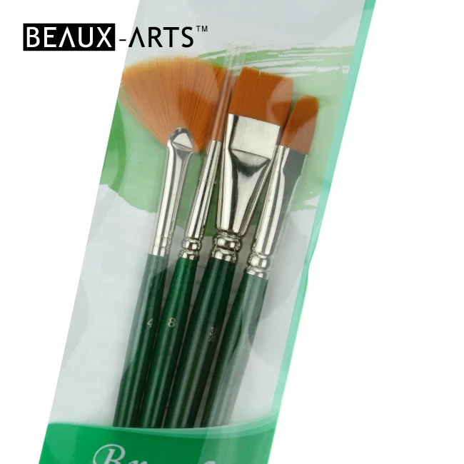 Paint Brush Set 4 Pcs Art Painting Synthetic Bristle for Acrylic Watercolor Gouache Oil Leather Canvas and Face Painting