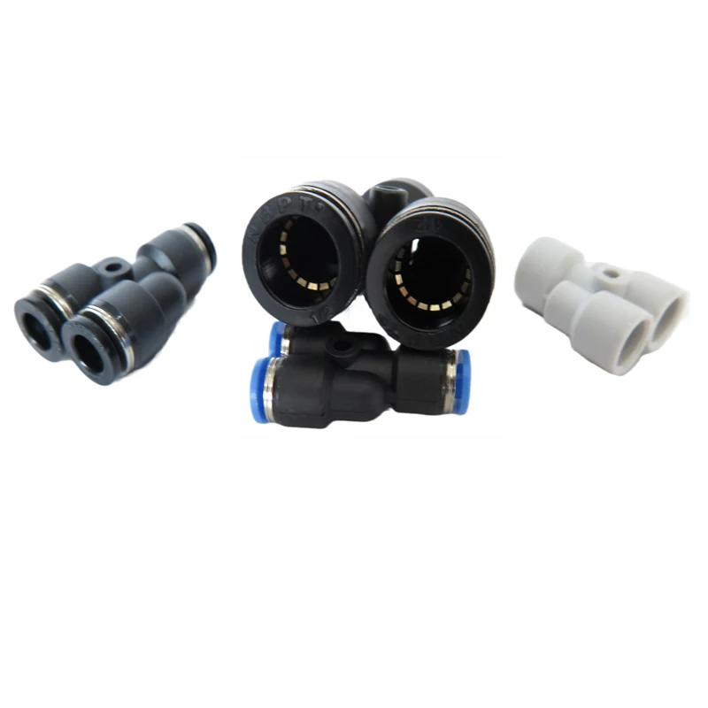 10 12 4 6 8mm Blue Black 3 Three Way Y Shape Tube Fittings, Pneumatic Plastic Y Branch Pipe Fittings, Y Type Tube Fittings
