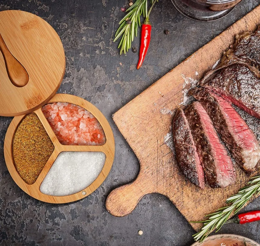 Bamboo Spice Jar Organizer With Bamboo Lid And Bamboo Spoon Spice Jar Set