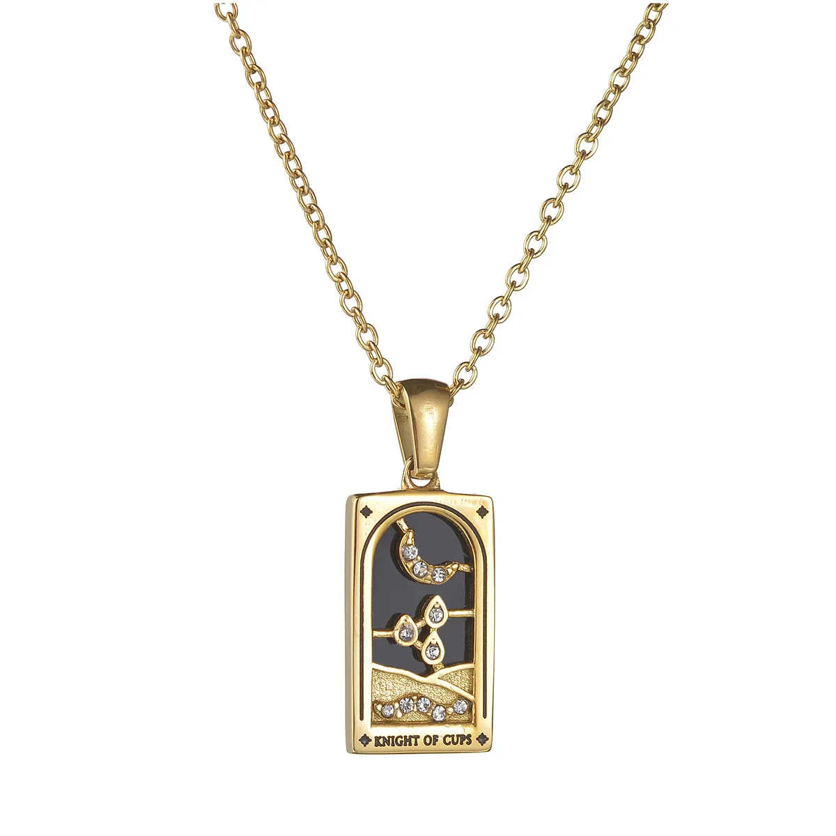 Super Hot Tarot Card Necklace Custom Enamel Pendant Necklace 18K Gold Plated Square Cards TAROT Necklace