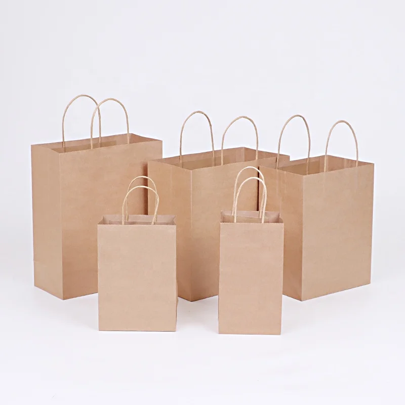 Wholesale Custom Printed Brown Kraft Shopping Cheap Paper Bags With Logo Print