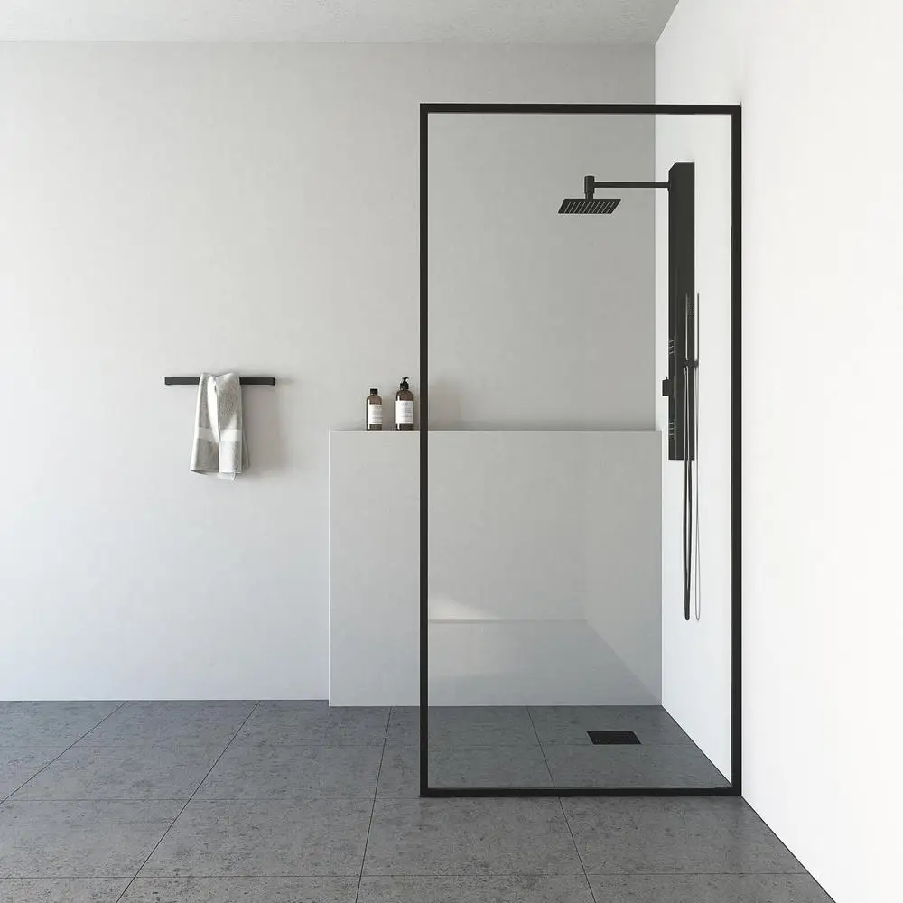 
Foshan 304 Stainless steel black frame tempered glass sliding shower door 
