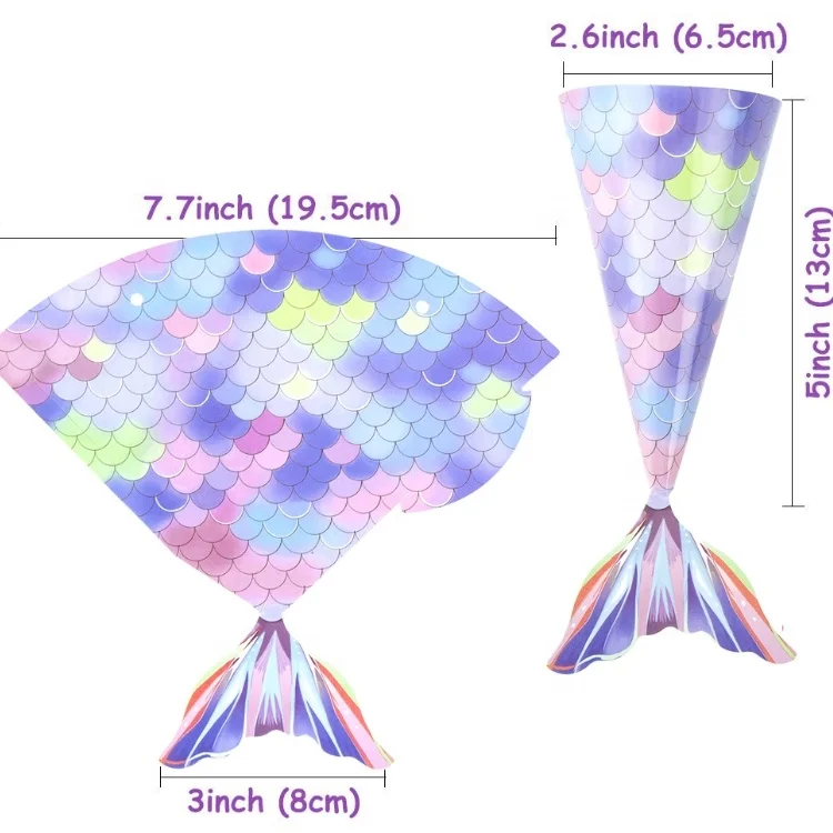 48PCS/set Mermaid Paper Candy Gift Box Hanging Dessert Bags Gifts Girls Wedding Birthday Mermaid Party Favors Decoration