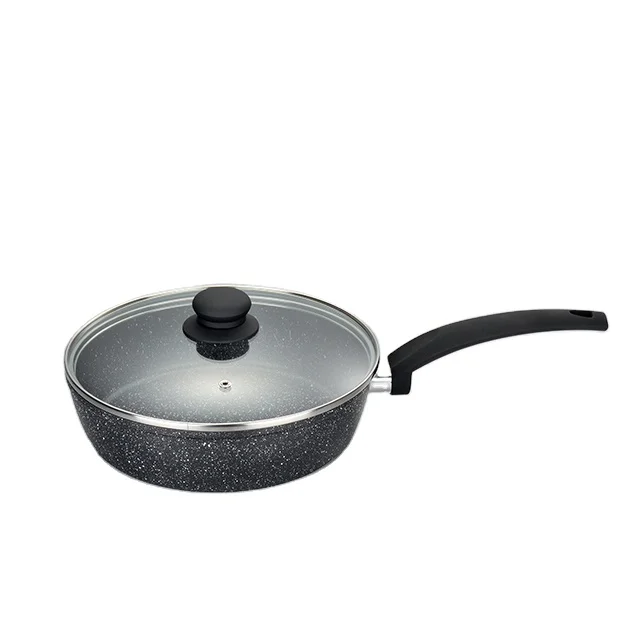 Высококачественная кованая Алюминиевая антипригарная глубокая сковорода для жарки Индукционная кухня со стеклянной крышкой