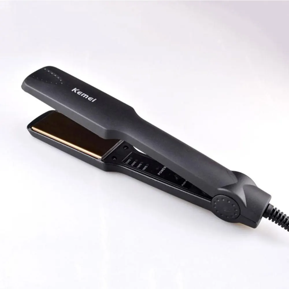 Hair Straightener Electric Metal Logo Picture Safety Nano Titanium Flat Iron Customized 31 Cm * 9 Cm * 5.5 Cm 2PCS Kemei 40W