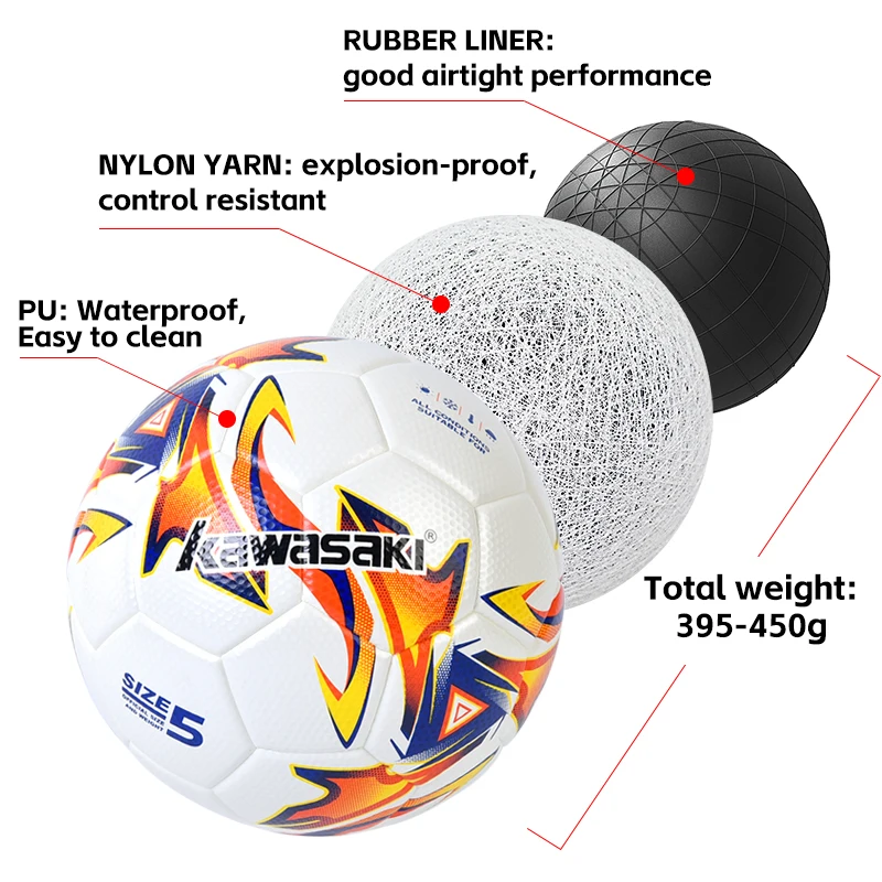 2024 Kawasaki Best football size 5 soccer football ball professional pu football soccer ball cheap pu leather soccer ball