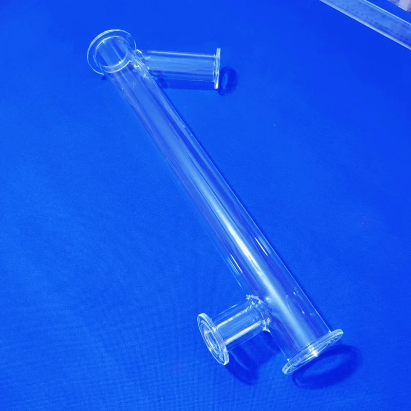 High Temperature Resistant Tube Large Diameter Quartz Glass Tube Vacuum Quartz Tube flanged