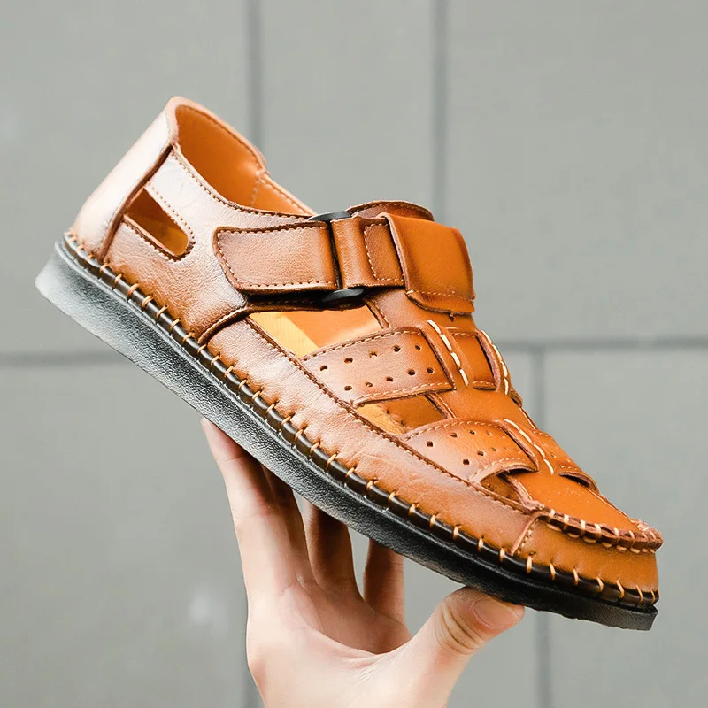 Sandals Wholesale Hot Sale New Leather Anti-slip Breathable Wading Large Size Leather Men Sandals