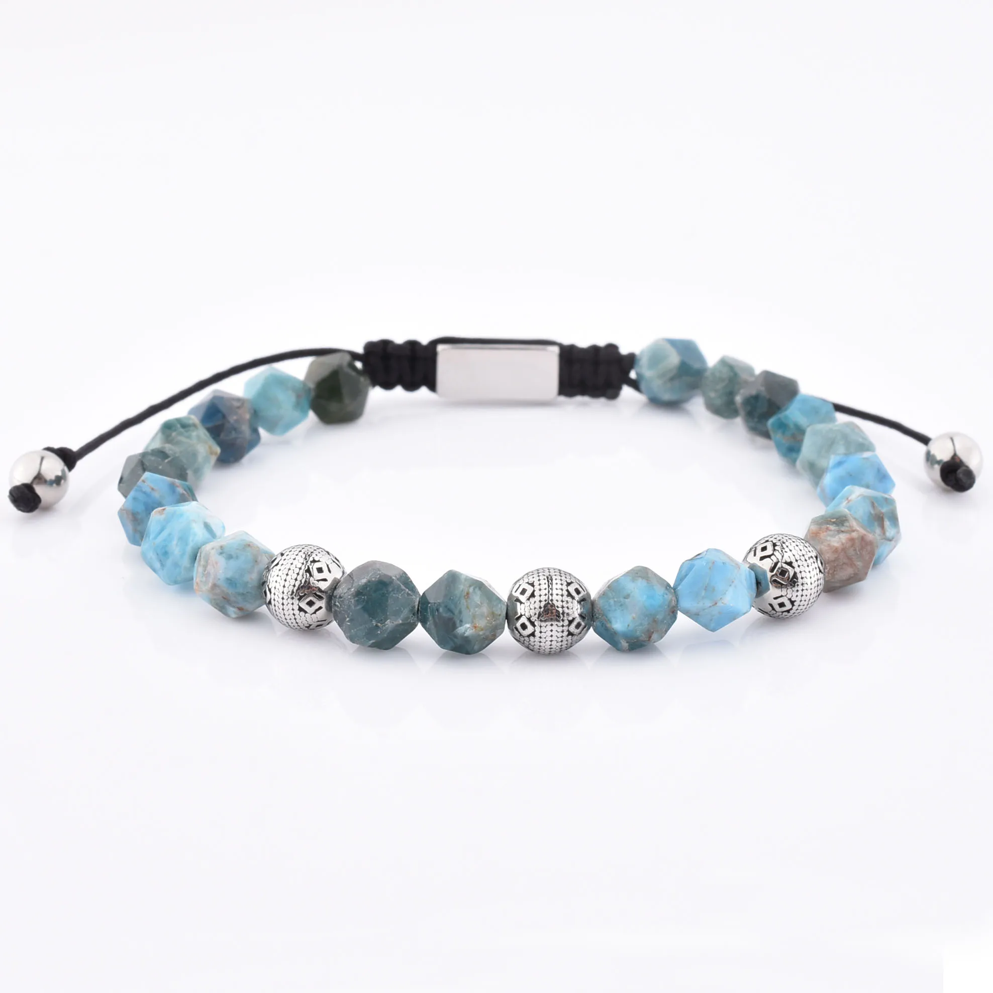 Wholesale Custom White Gemstone Beads Green Alexandrite Stone Braided Adjustable Natural Stone Bracelet