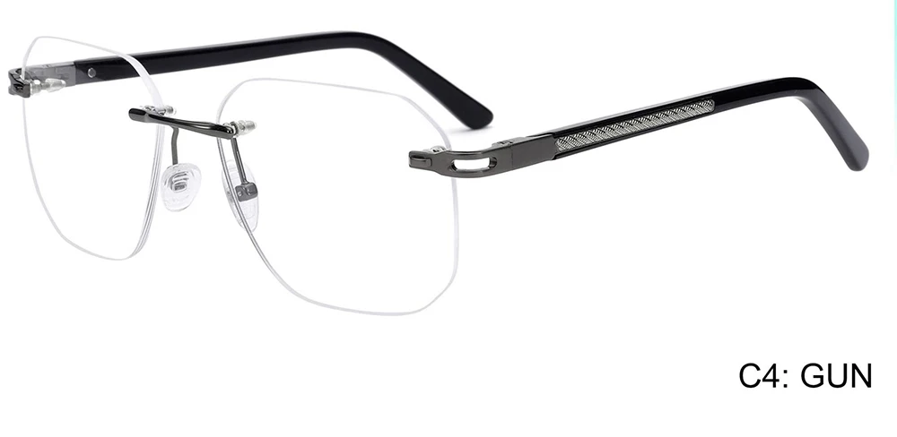 Ready stock nice design polygon lens rimless glasses for optics with a gold frame brand