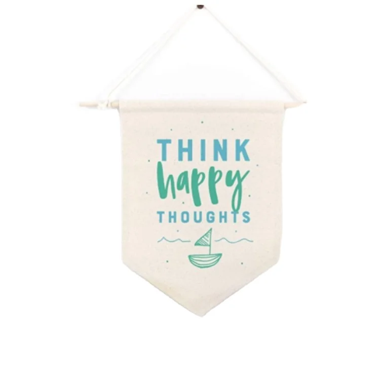 Custom Printing Logo Blank Cotton Canvas Wall Hanging Display Pennant