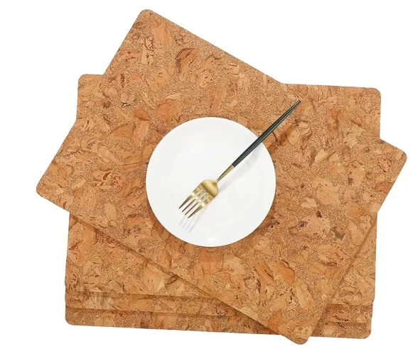 Cork Placemats Non-Slip Wood Grain Table Mats Rustic Dining Table Holder Heat Resistant Place Mats